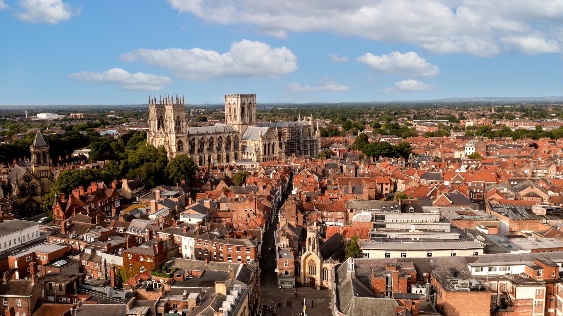 Aerial view of York with York Minster